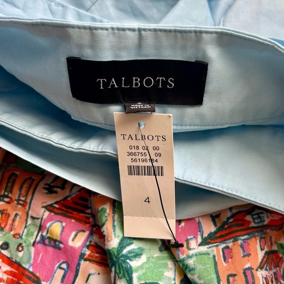 Talbot's Poplin Fit Flare Skirt Scenic Riviera Sash Belt Midi Beach Print 4 NWT - Picture 9 of 11